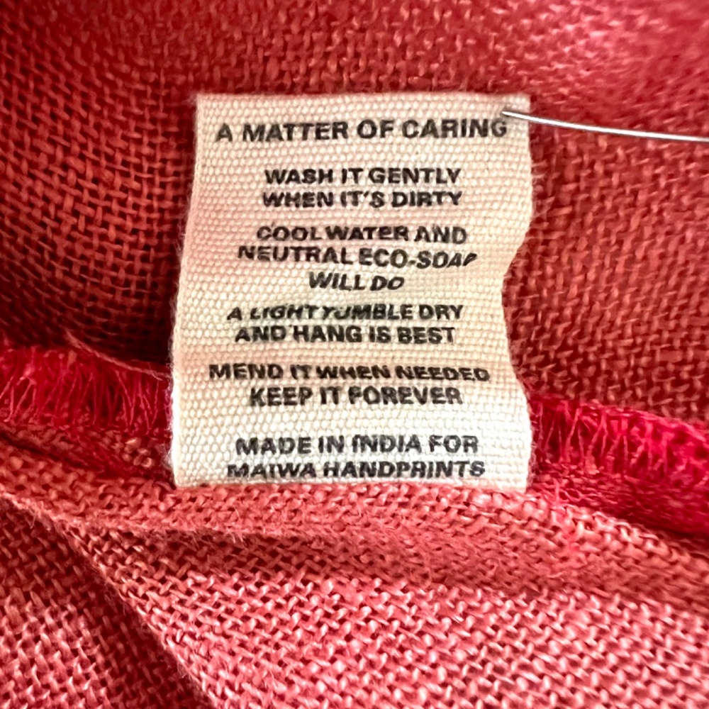 MAIWA Artisan Hand Dyed Linen Long Sleeve Tunic Top in Terracotta - L - Picture 7 of 11